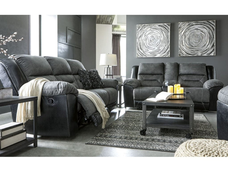 Earhart Gray Faux Leather Reclining Sofa And Loveseat Set