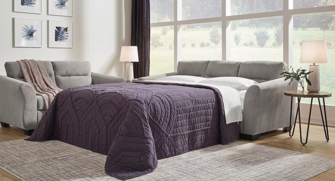 Miravel Queen Brown Fabric Sofa Bed