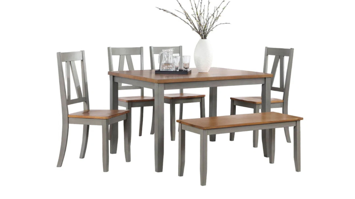 6pc Dining Table, Chair & Bench Set