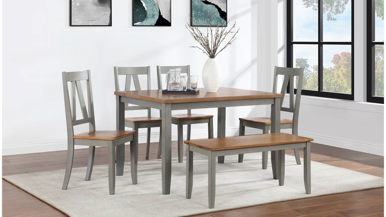 6pc Dining Table, Chair & Bench Set