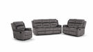 8077 Gray Fabric Reclining Sofa, Loveseat, And Chair Set