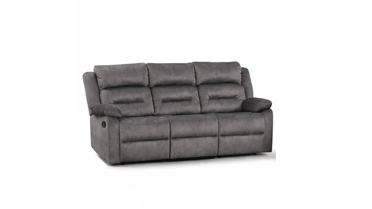 8077 Gray Fabric Reclining Sofa, Loveseat, And Chair Set