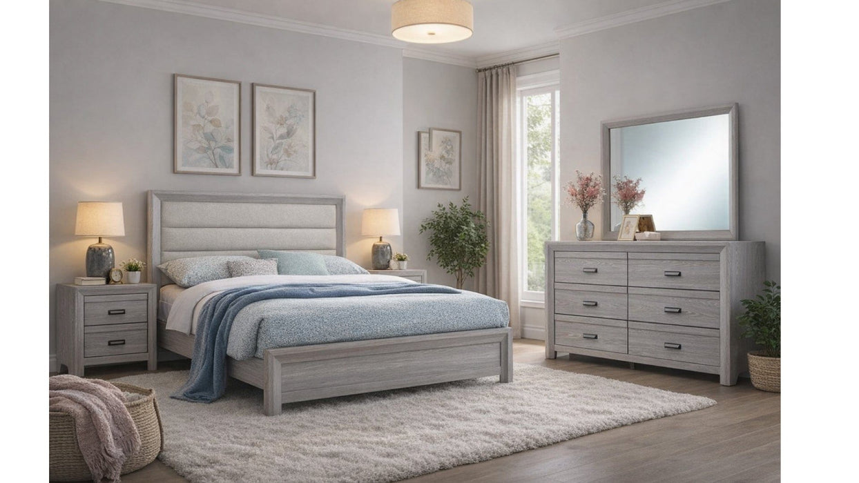 Adelaide Gray Wood And Upholstered Queen Bedroom Set