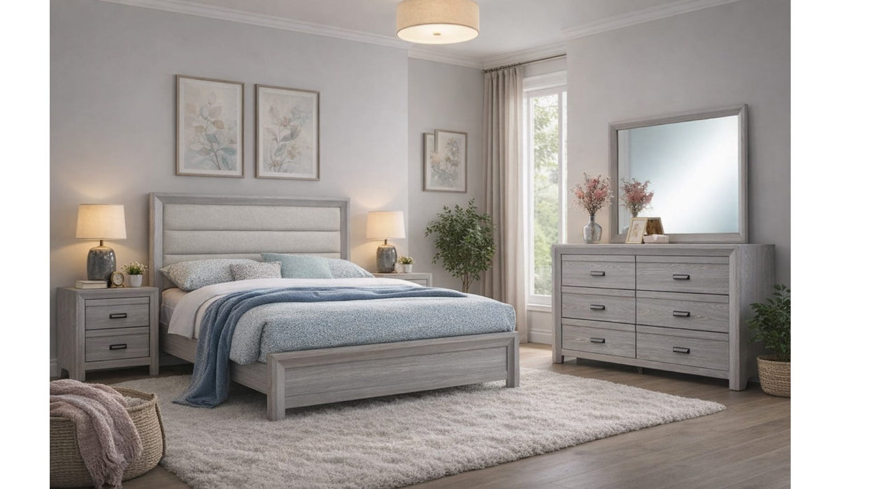 Adelaide Gray Wood And Upholstered Queen Bedroom Set