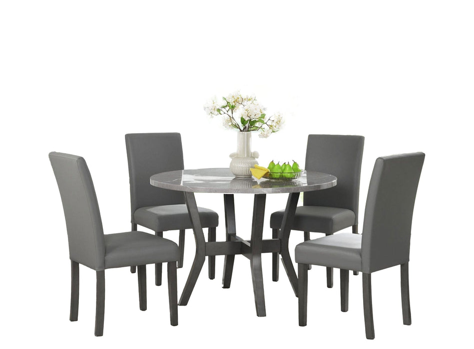 Ambridge Gray Wood Standard Height 5pc Dining Table & Chair Set