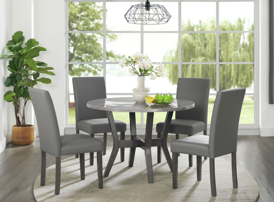 Ambridge Gray Wood Standard Height 5pc Dining Table & Chair Set