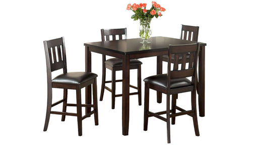 Americano Brown Wood Counter Height 5pc Dining Table & Chair Set