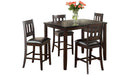 Americano Brown Wood Counter Height 5pc Dining Table & Chair Set