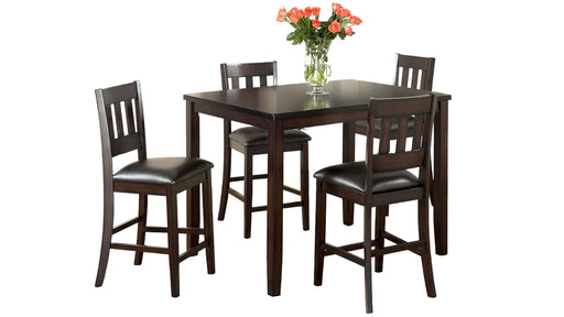 Americano Brown Wood Counter Height 5pc Dining Table & Chair Set