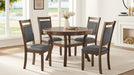 Amy Brown Wood And Upholstered Standard Height 5pc Dining Table & Cha