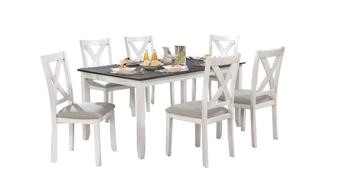Anya White Wood Standard Height 7pc Dining Table & Chair Set