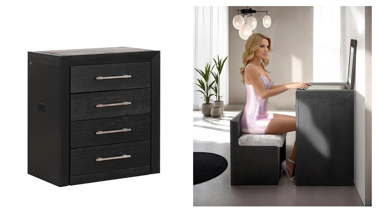 Ashburton Black Wood And Upholstered Vanity