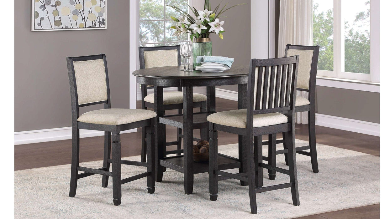 Asher Brown Wood And Upholstered Counter Height 5pc Dining Table & Ch