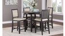 Asher Brown Wood And Upholstered Counter Height 5pc Dining Table & Ch