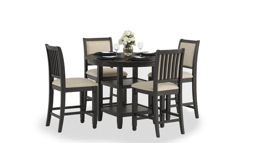 Asher Brown Wood And Upholstered Counter Height 5pc Dining Table & Ch