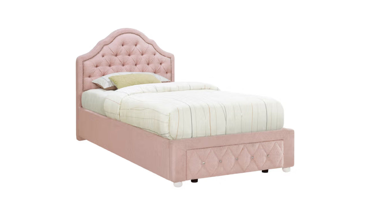 Ashleigh Pink Fabric Twin Bed