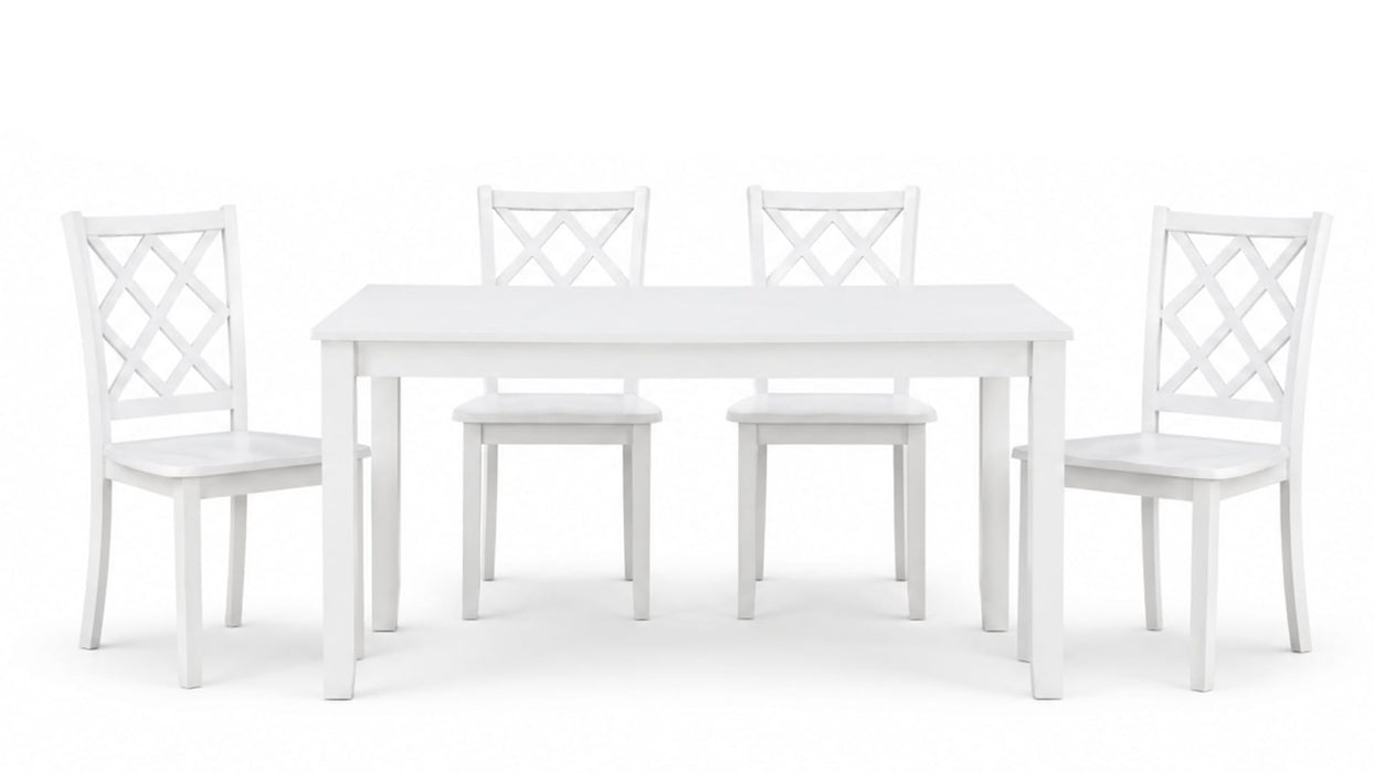 Astoria White Wood Standard Height 5pc Dining Table & Chair Set