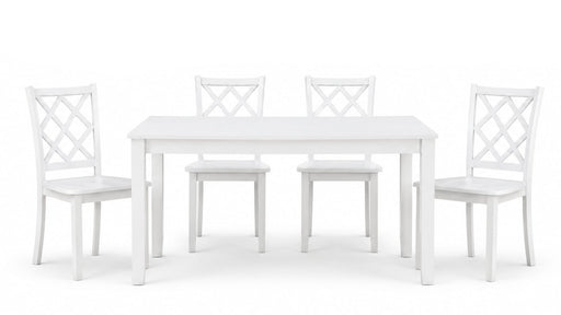 Astoria White Wood Standard Height 5pc Dining Table & Chair Set