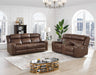 Atticus Brown Faux Leather Power Reclining Sofa & Loveseat Set