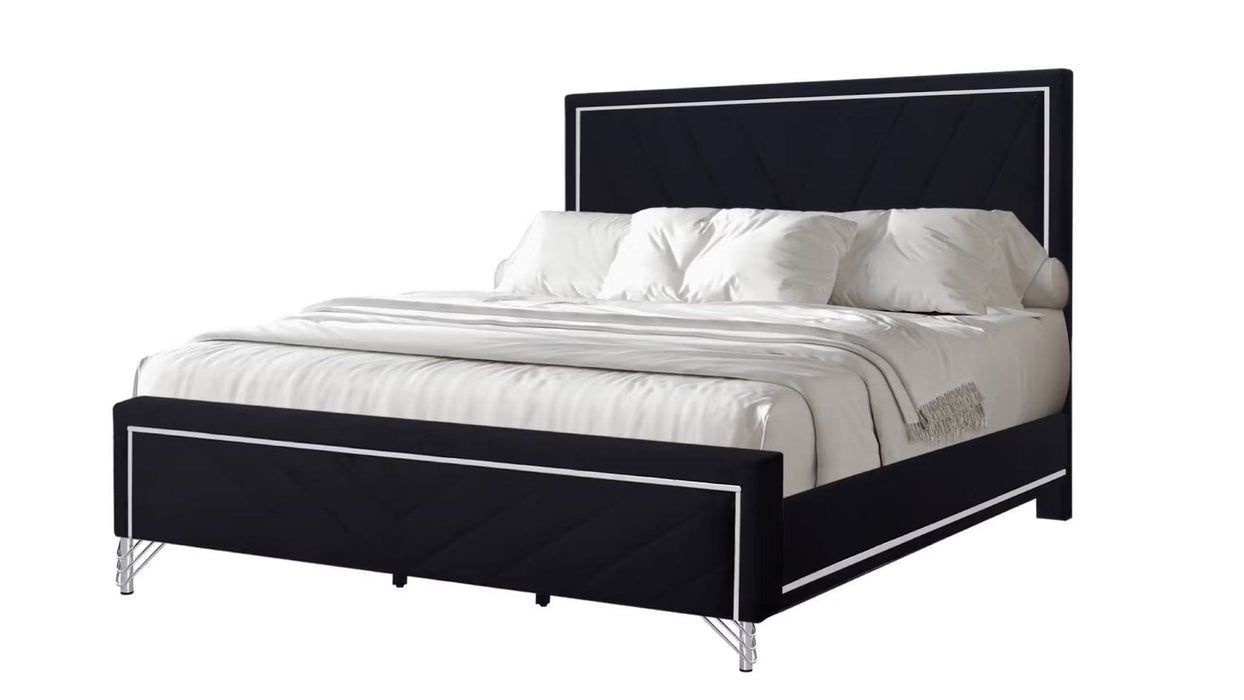 Ava Black Wood And Upholstered Queen Bedroom Set