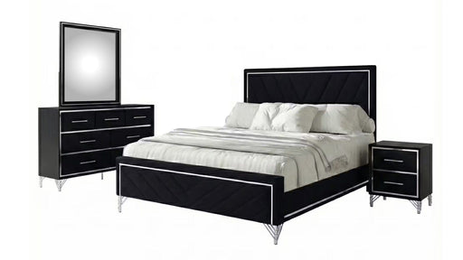 Ava Black Wood And Upholstered Queen Bedroom Set