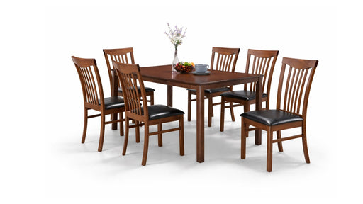 Avalon Brown Wood And Upholstered Standard Height 7pc Dining Table &