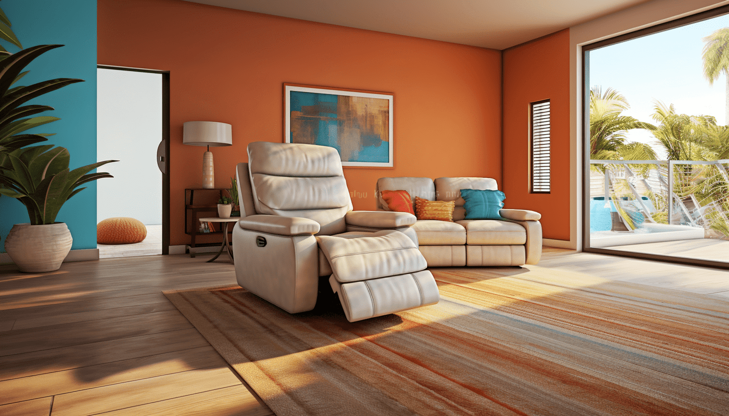 Avery Beige Faux Leather Power Recliner — Casa Linda Furniture