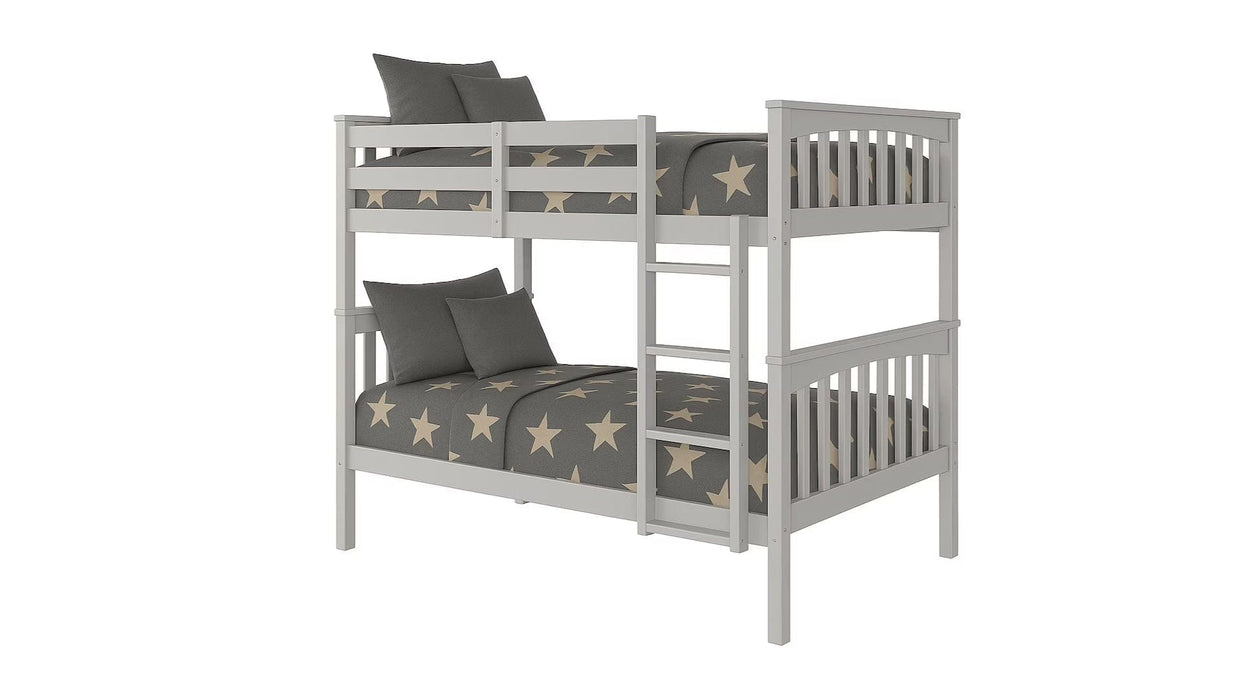 Bella Gray Wood Twin Over Twin Bunk Bed