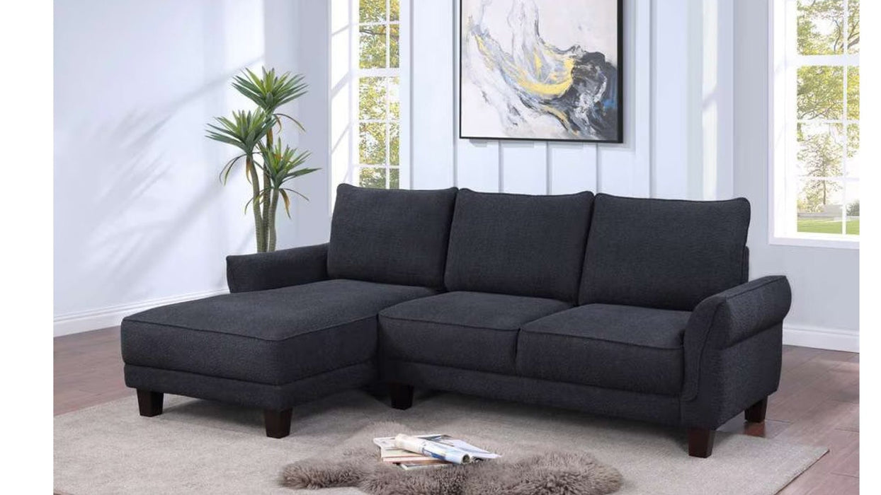 Belle Black Fabric Sectional Sofa