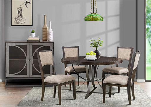 Bentley Brown Wood And Metal Standard Height 5pc Dining Table & Chair