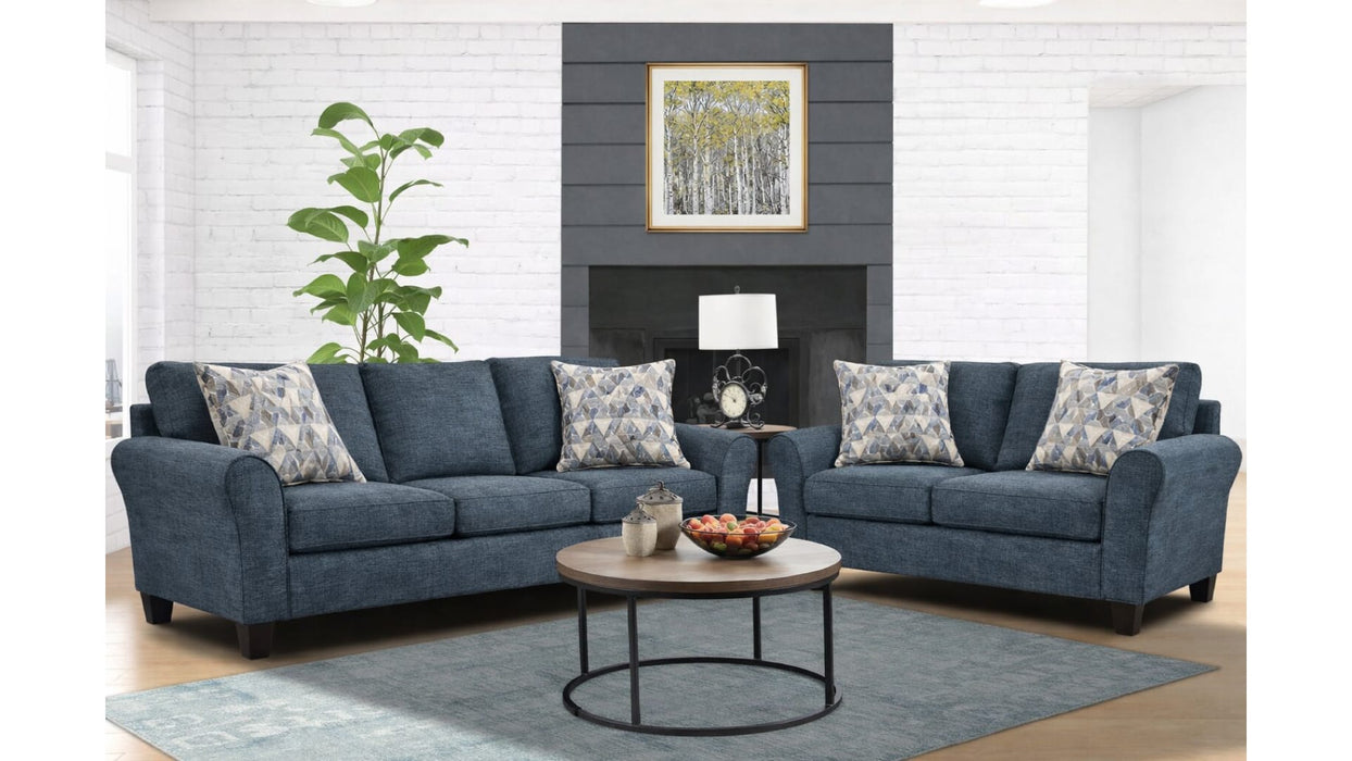 Beocci Blue Fabric Sofa & Loveseat Set