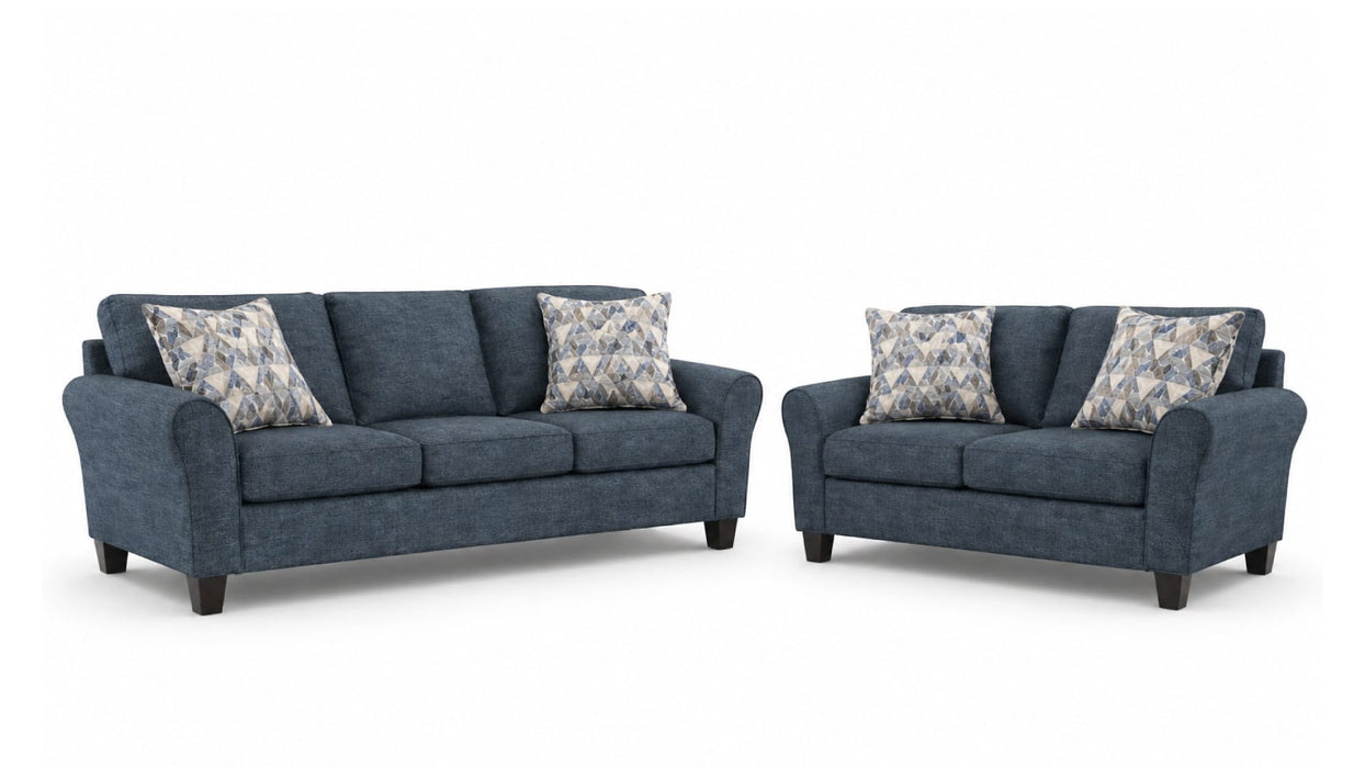 Beocci Blue Fabric Sofa & Loveseat Set