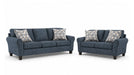 Beocci Blue Fabric Sofa & Loveseat Set