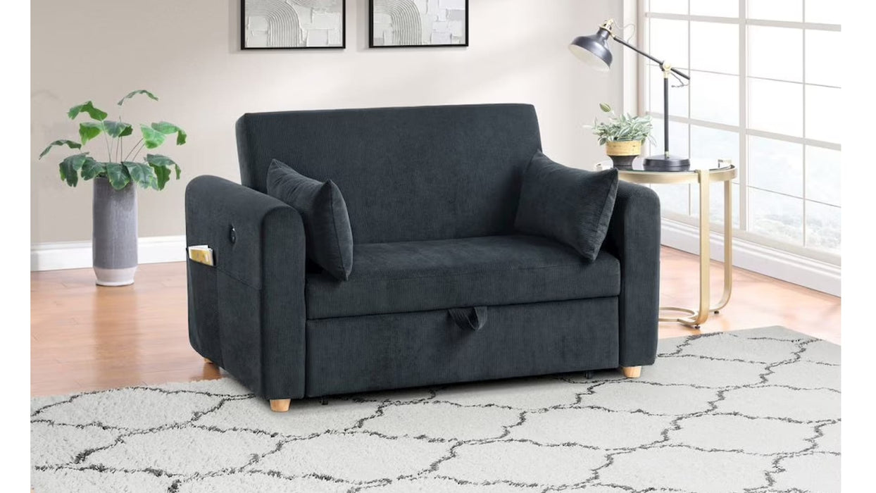 Black Fabric Loveseat Sleeper