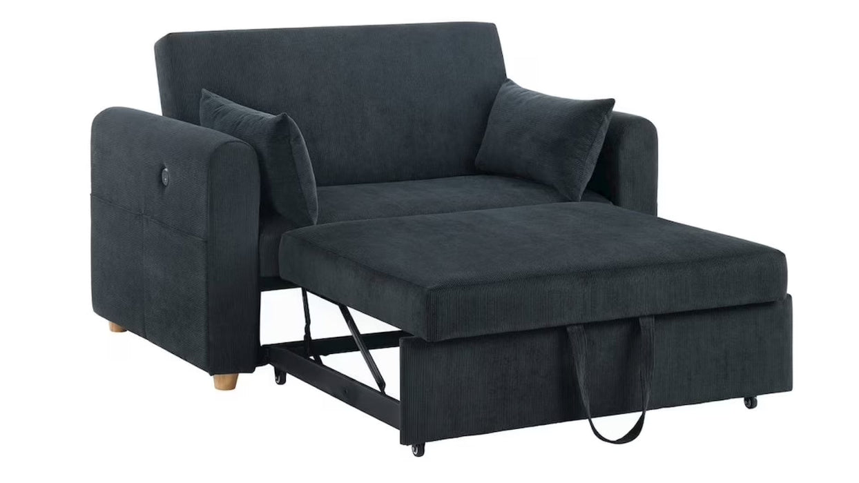 Black Fabric Loveseat Sleeper