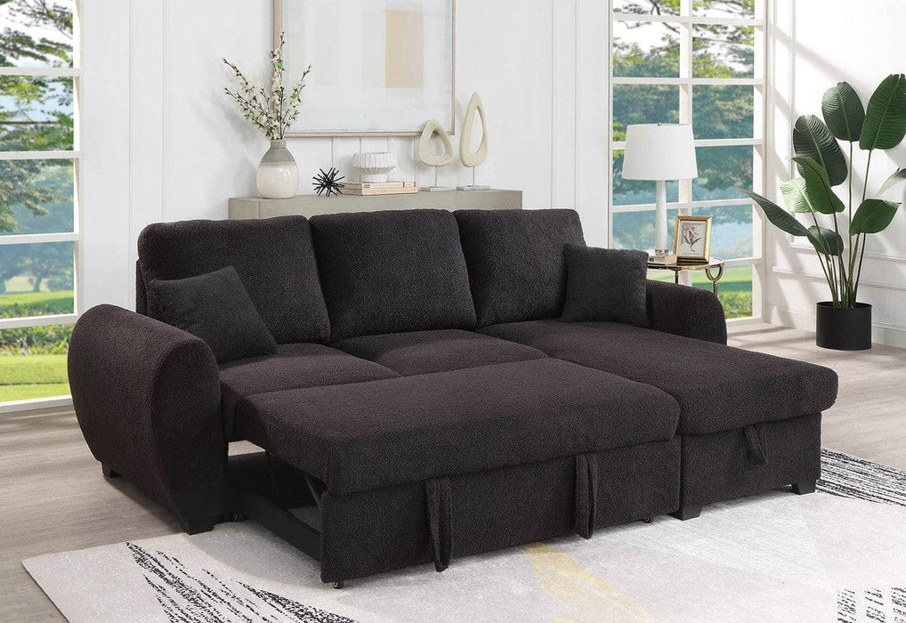 Black Fabric Sectional Sleeper Sofa