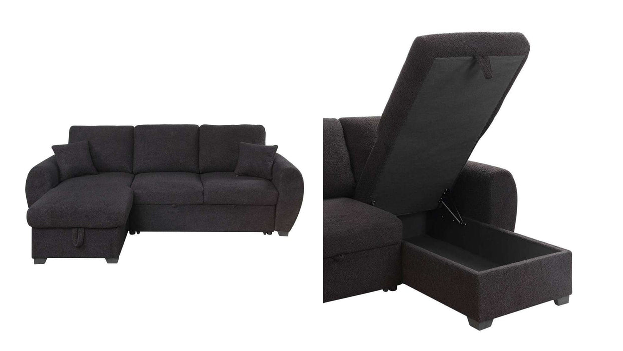 Black Fabric Sectional Sleeper Sofa