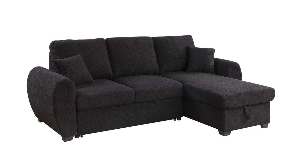 Black Fabric Sectional Sleeper Sofa
