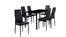 Bountiful Black Metal And Upholstered Standard Height 7pc Dining Tabl