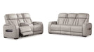 Boyington Gray Faux Leather Power Reclining Sofa & Loveseat Set