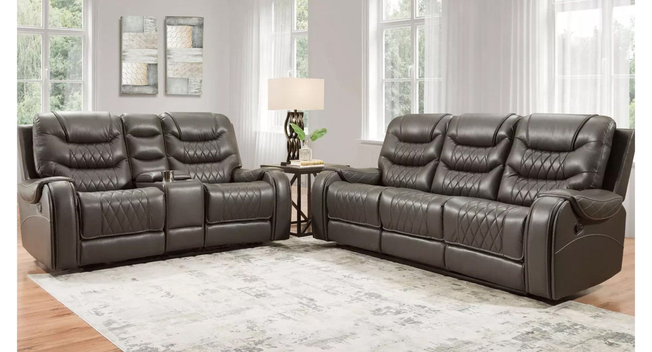 Brighton Brown Faux Leather Reclining Sofa