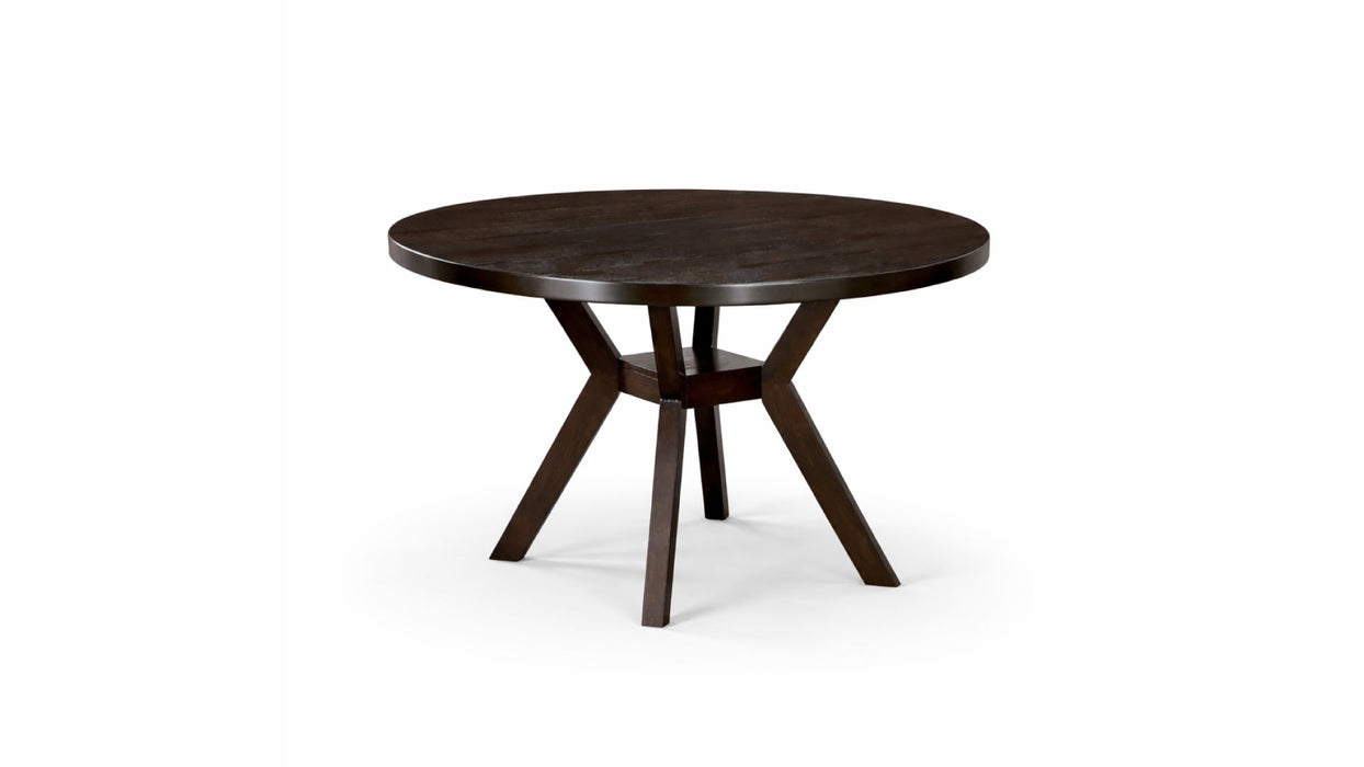 Brown Wood And Upholstered Standard Height 5pc Dining Table & Chair S