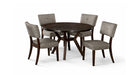 Brown Wood And Upholstered Standard Height 5pc Dining Table & Chair S