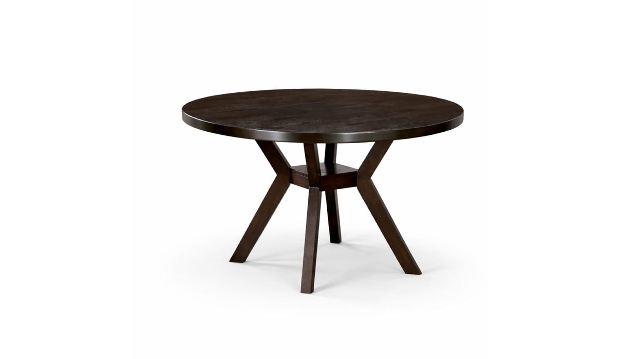 Brown Wood And Upholstered Standard Height 5pc Dining Table & Chair S