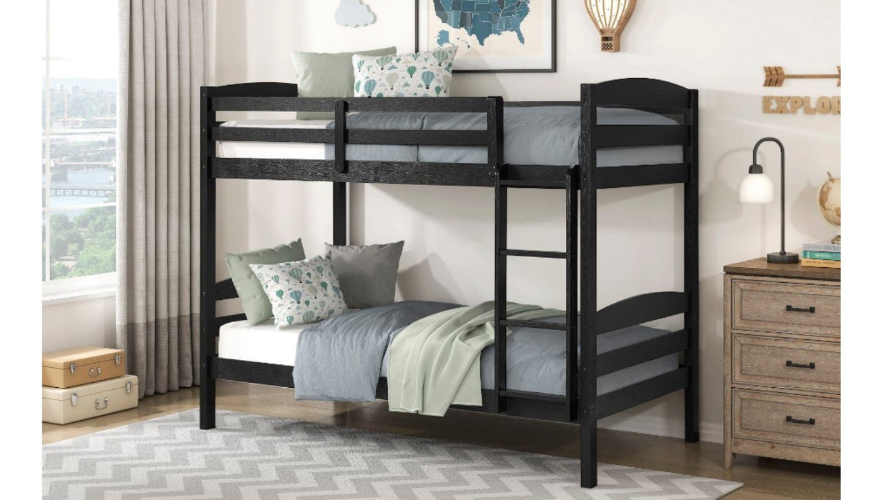 Brown Wood Twin Over Twin Bunk Bed