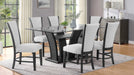 Camila Black Wood And Upholstered Standard Height 7pc Dining Table &