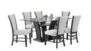 Camila Black Wood And Upholstered Standard Height 7pc Dining Table &