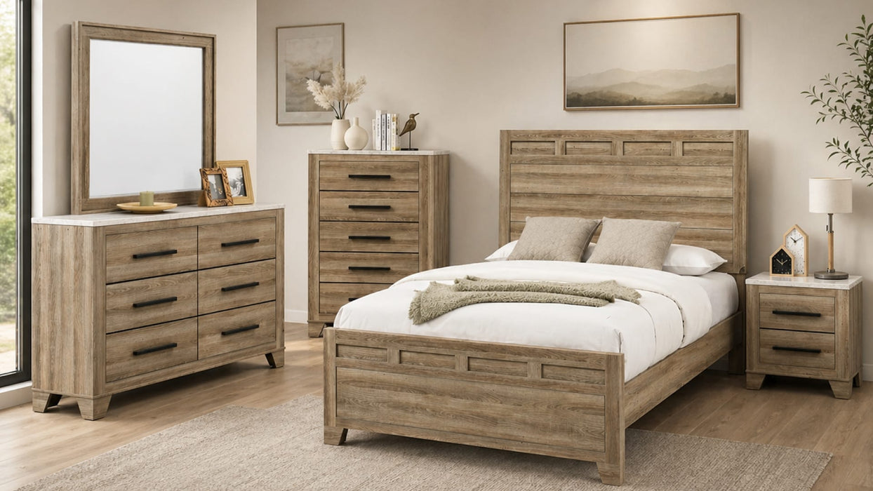Caro Natural Wood Queen Bedroom Set