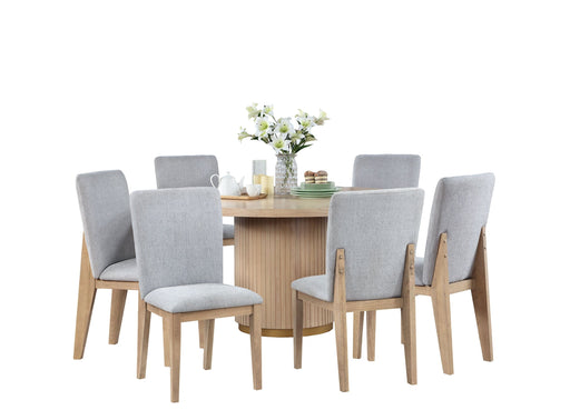 Caspian Gray Wood And Upholstered Standard Height 7pc Dining Table &