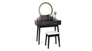 Cecilia Black Wood And Upholstered Vanity Desk And Stool